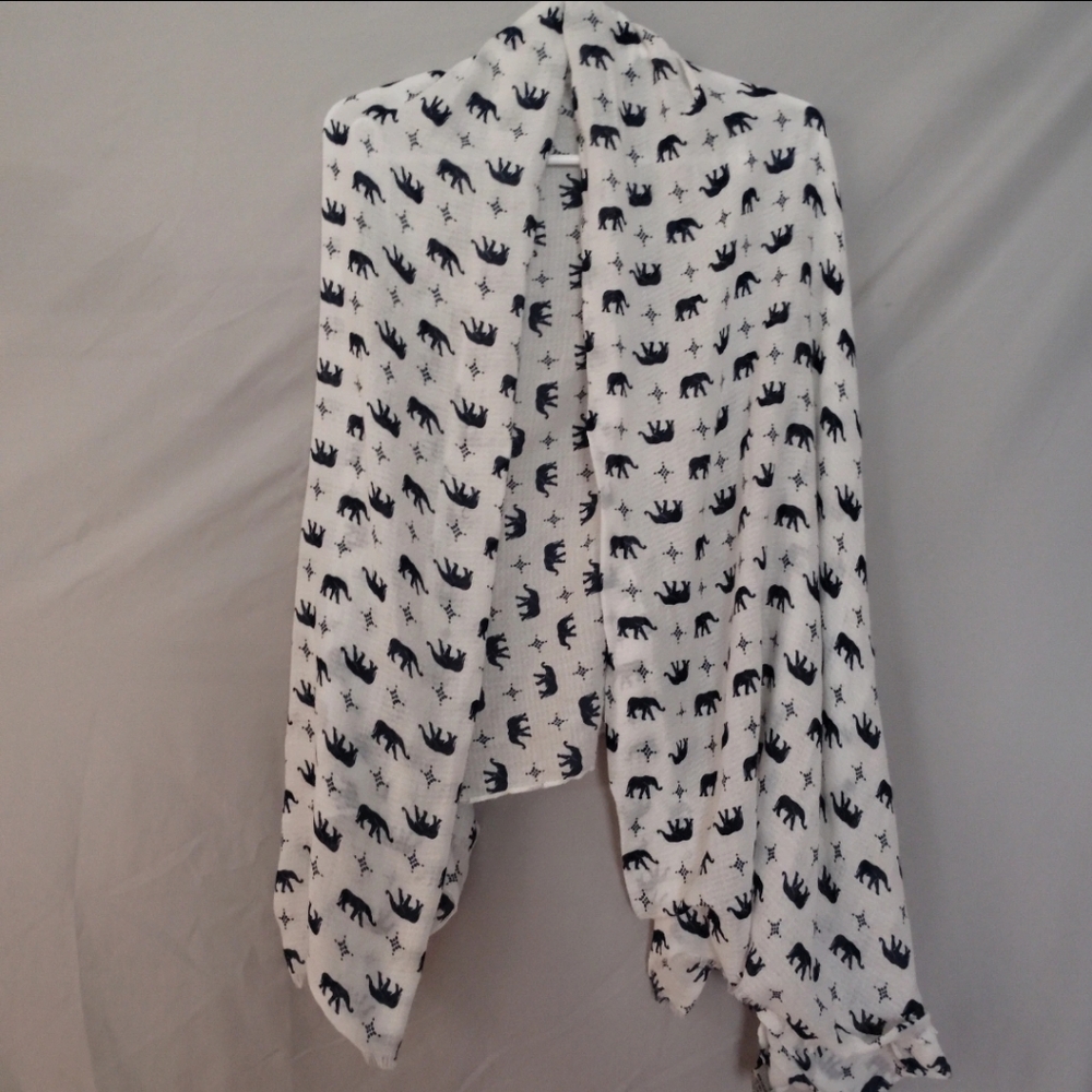 Bass Elephant Novelty Print Large  Square Scarf Light Weight